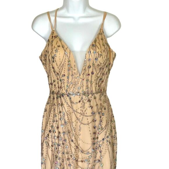 Amarra Colorful Glitter Sequin Tulle Satin Tie Back Floor Length Prom Dress - Picture 14 of 16